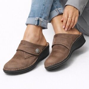 Finn Comfort Santa Fe Womens Clogs EU 40 US 9 Brown Leather Slip On Germany
